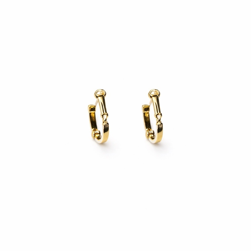 Tuckernuck Gold Pavé White Enamel Hoop Earrings - Picture 5 of 5